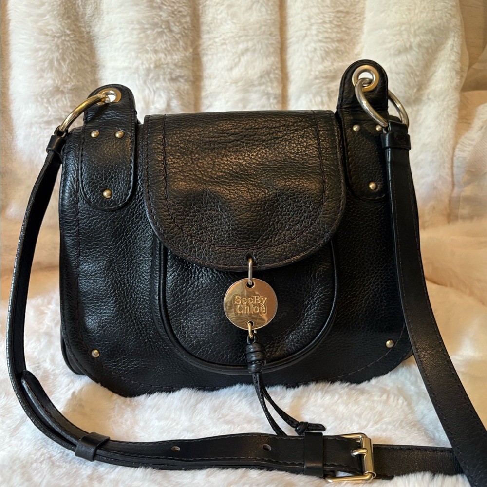 See By Chloe Black Crossbody Bag with Gold Hardware